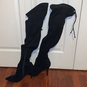 Aldo black over the knee pointed toe stiletto boots size 10